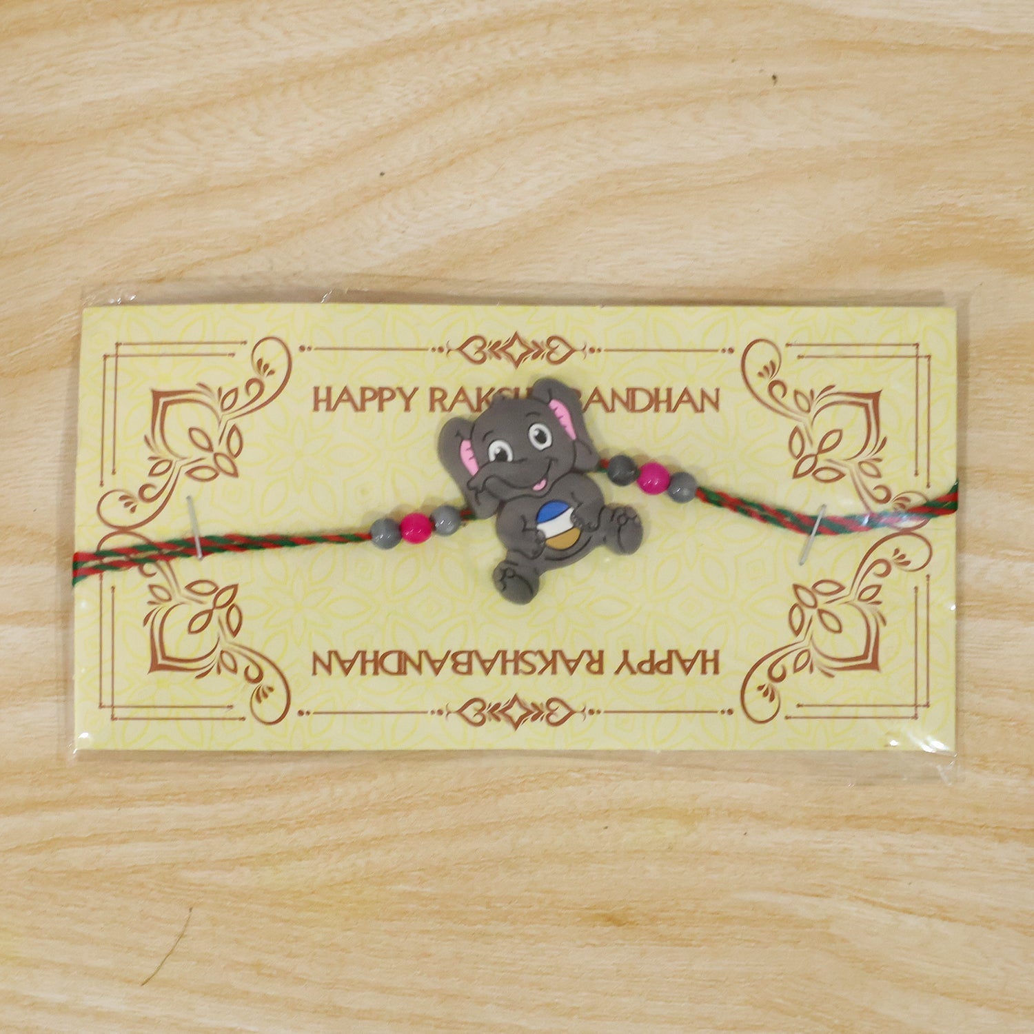 Cute Elephant Cartoon Kids Designer Beaded Rakhi for Brother