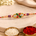 Floral Meenakari Rakhi for Brother Pearl Stone Studded