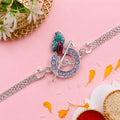Krishna Rakhi for Brother – Stone Studded Morpankh Bansuri Chain