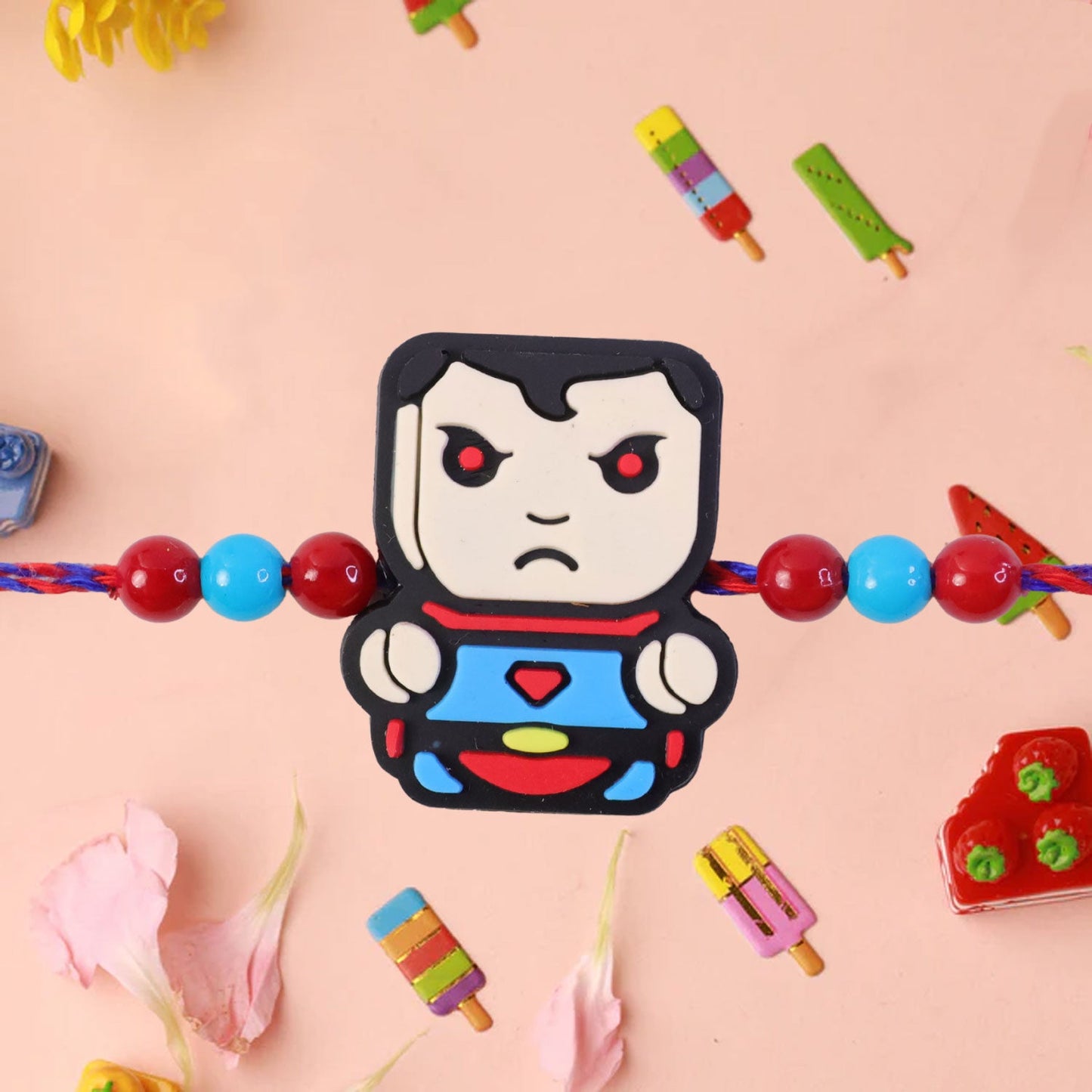 Superhero Cartoon Character Kids Designer Beaded Rakhi for Brother