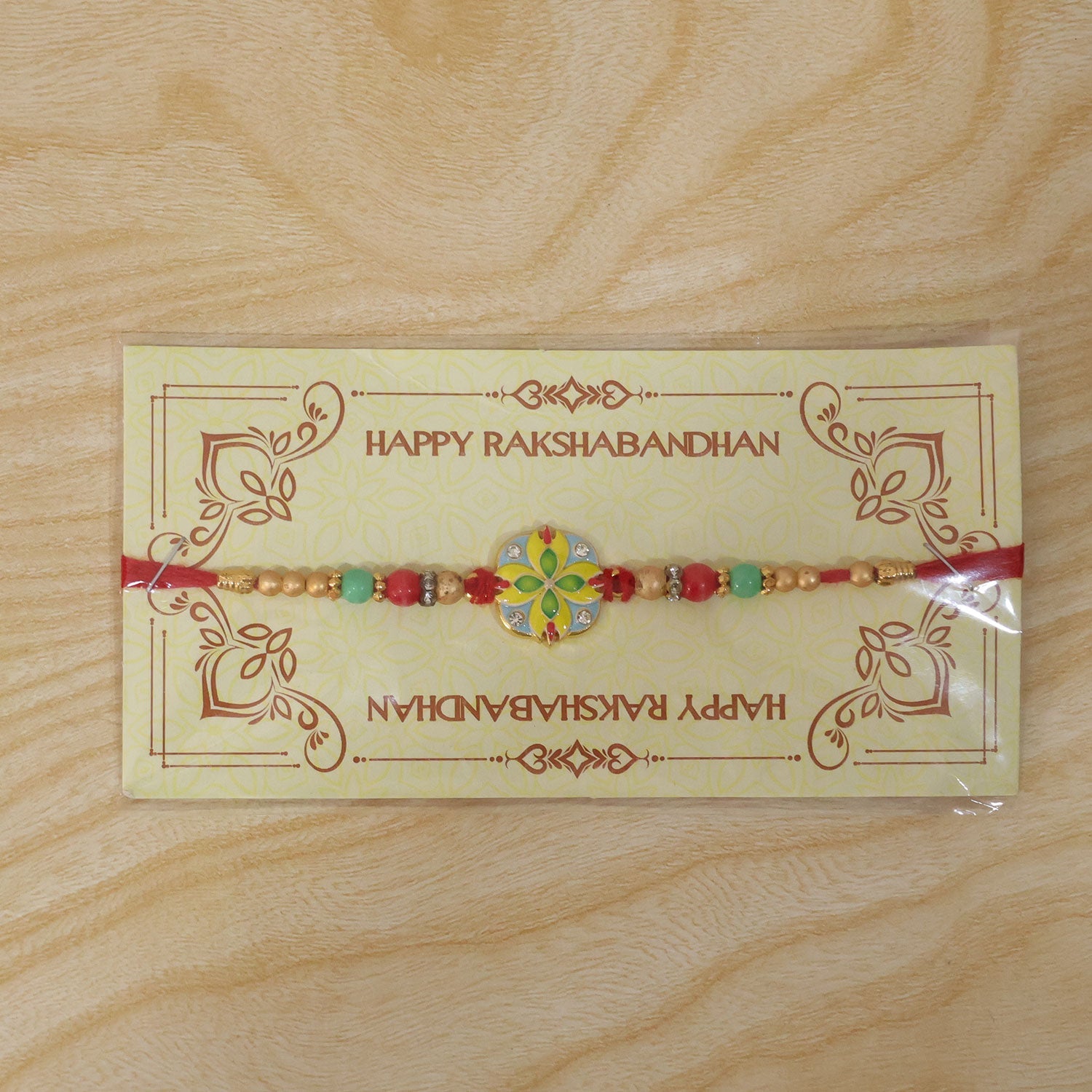 Floral Meenakari Stone-Studded Beaded Designer Rakhi for Brother
