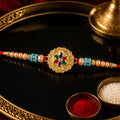 Round Floral Meenakari Enamel Pearl Beaded Rakhi for Brother