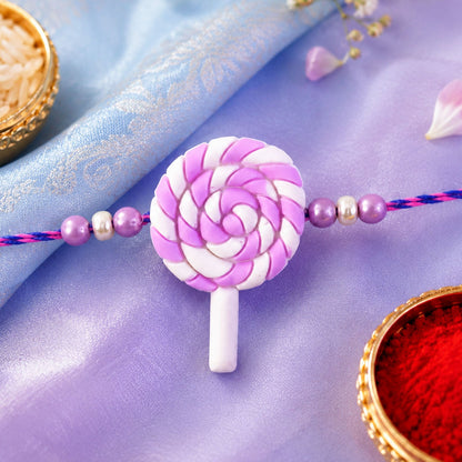 Swirl Lollipop Kids Designer Pearl Beaded Rakhi for Brother