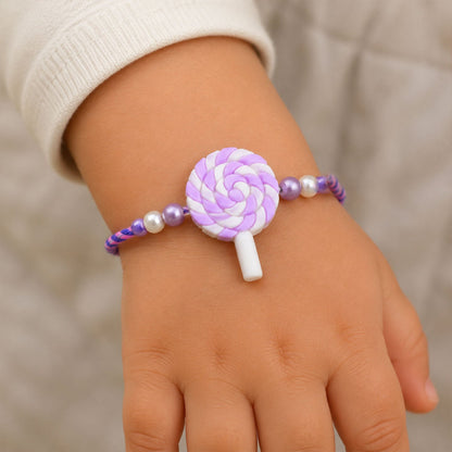 Swirl Lollipop Kids Designer Pearl Beaded Rakhi for Brother