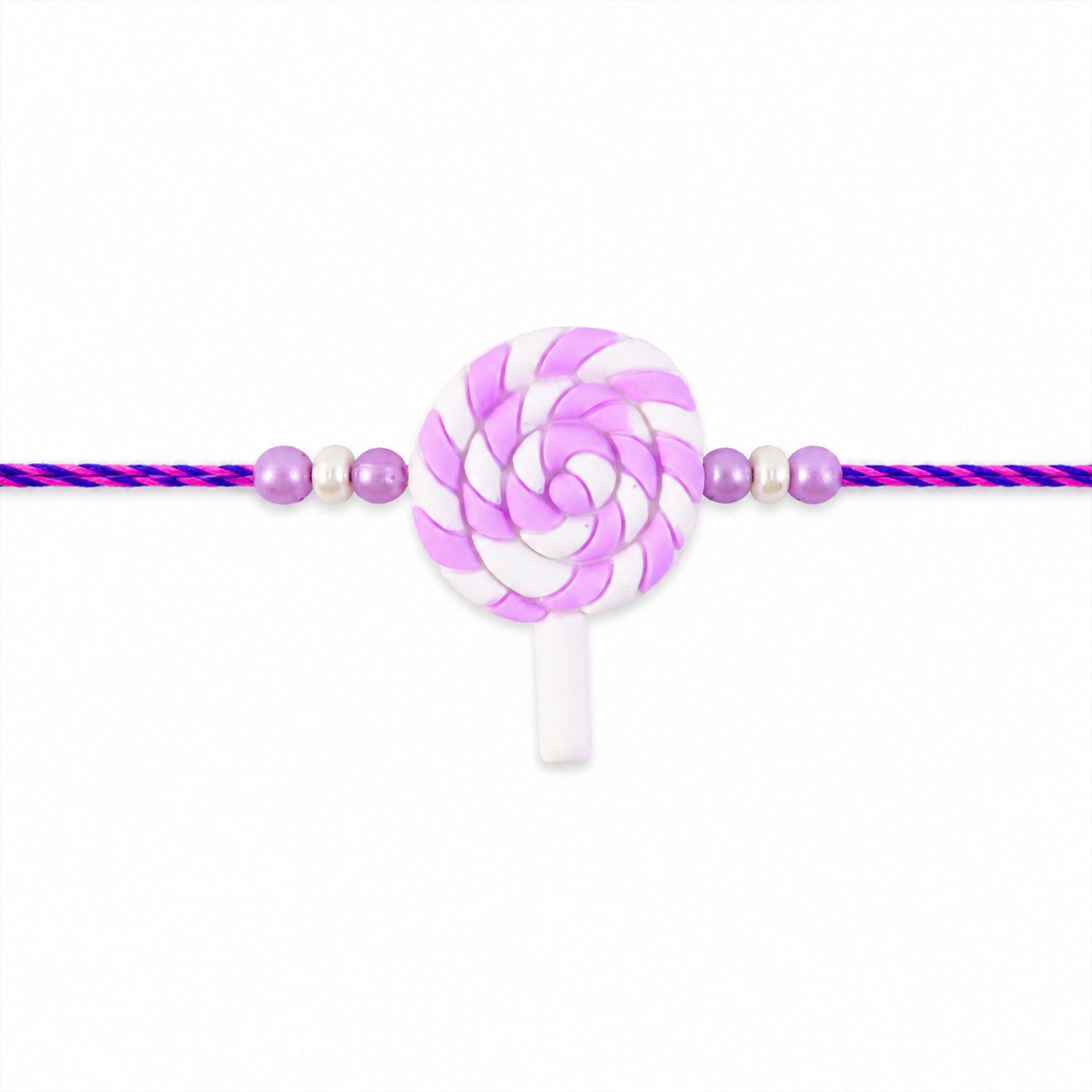 Swirl Lollipop Kids Designer Pearl Beaded Rakhi for Brother