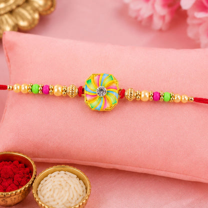 Pinwheel Meenakari Sparkling Stone Designer Rakhi for Brother