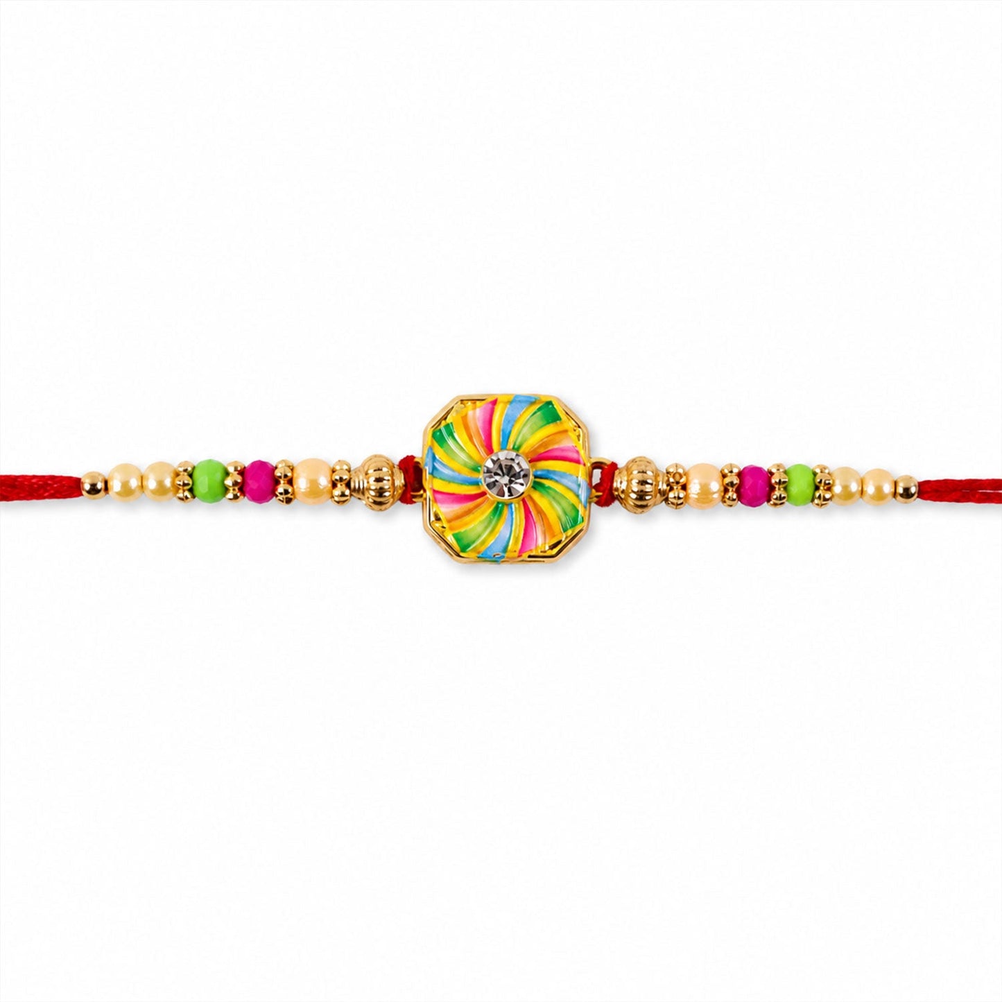 Pinwheel Meenakari Sparkling Stone Designer Rakhi for Brother
