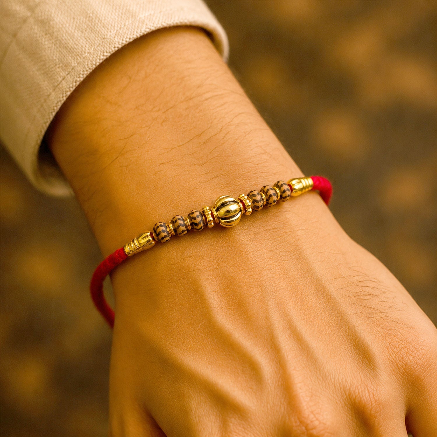 Traditional Design Beads Spiritual Designer Rakhi for Brother