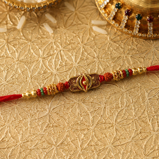 Antique Oxidized Rudraksha Designer Rakhi