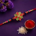 Meenakari Floral Rakhi for Brother – Kundan Stone Design