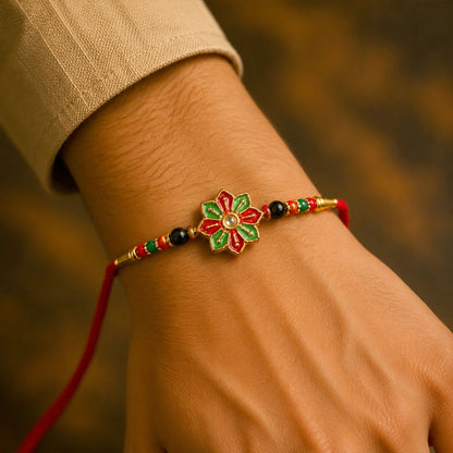 Meenakari Floral Kundan Stone Studded Designer Rakhi for Brother