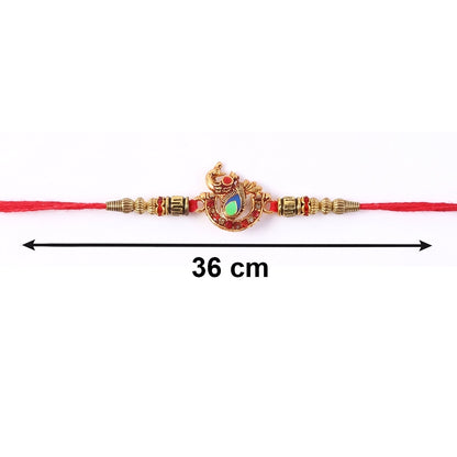 Jhumka Latkan detail on Peacock Pendant Bhabhi Rakhi