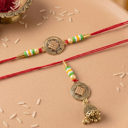 Detailed view of Antique Coin Bhabhi Rakhi beads