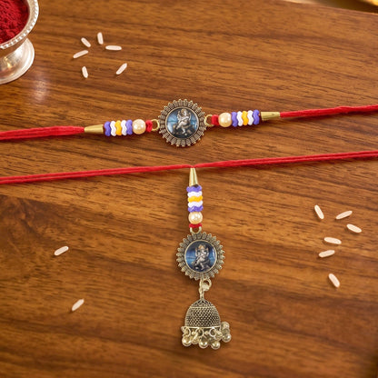 Handcrafted oxidised bhabhi rakhi detail with beads