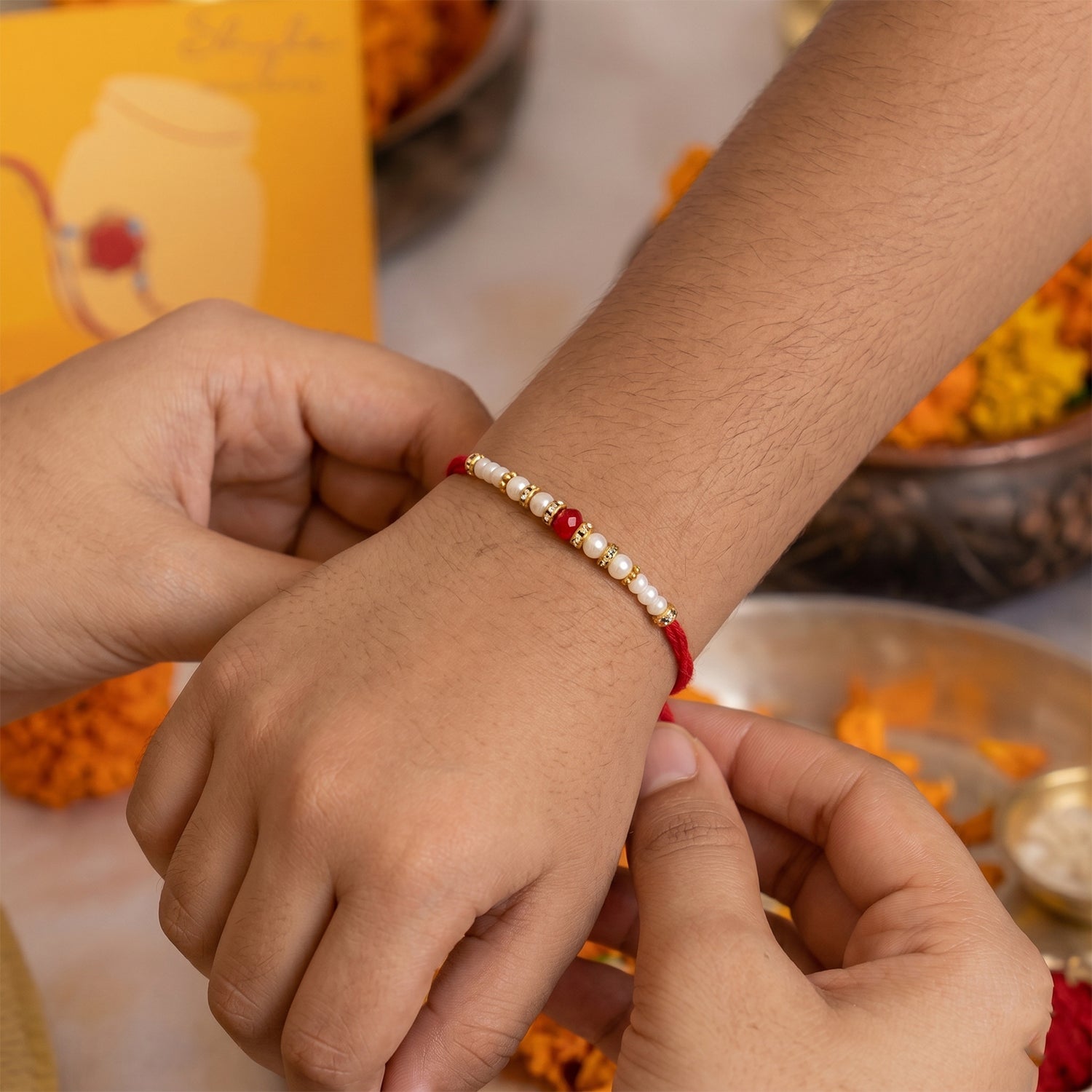 Minimal Bead Bhabhi Rakhi displayed with vibrant colors