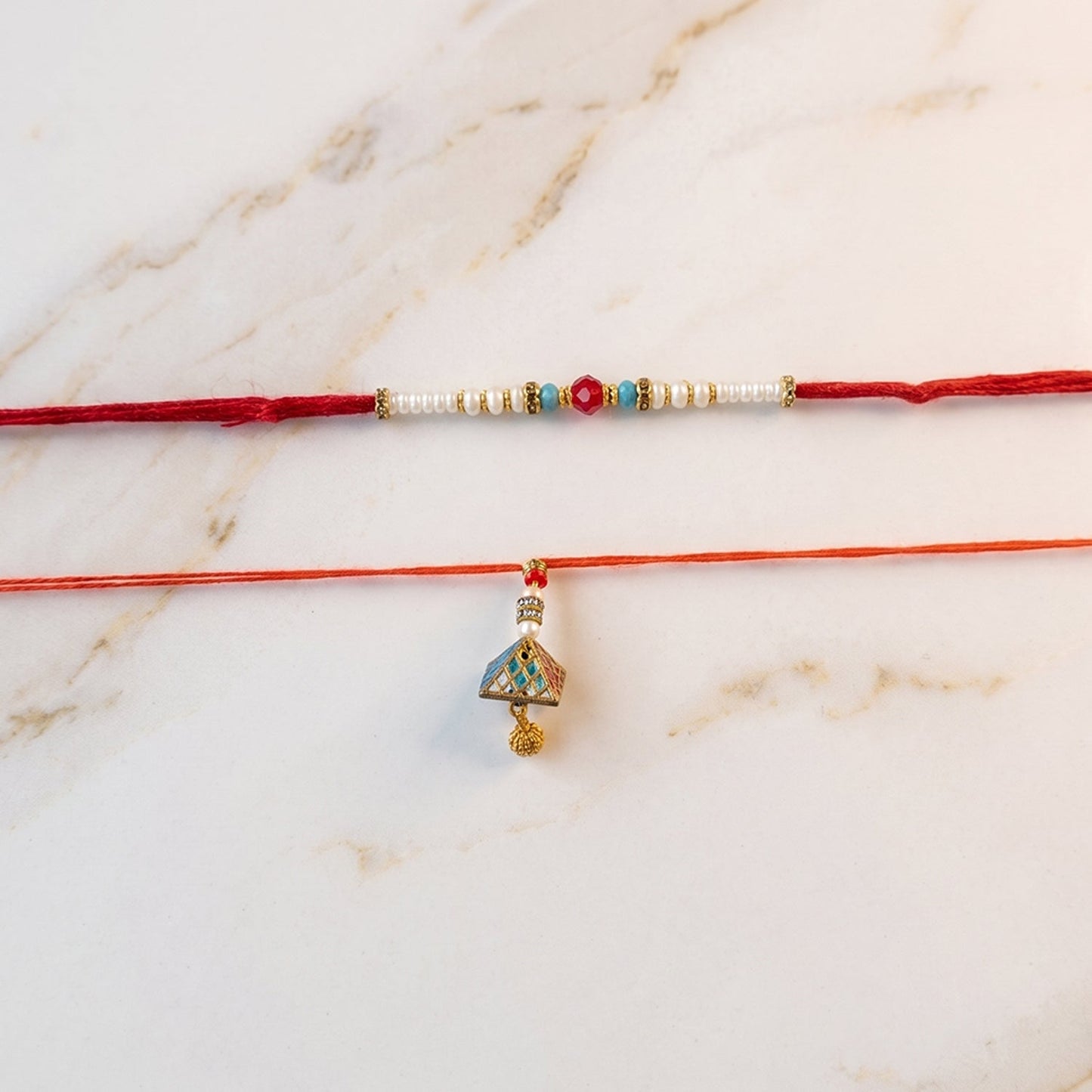 Minimal Bead Bhabhi Rakhi styled for Raksha Bandhan celebration