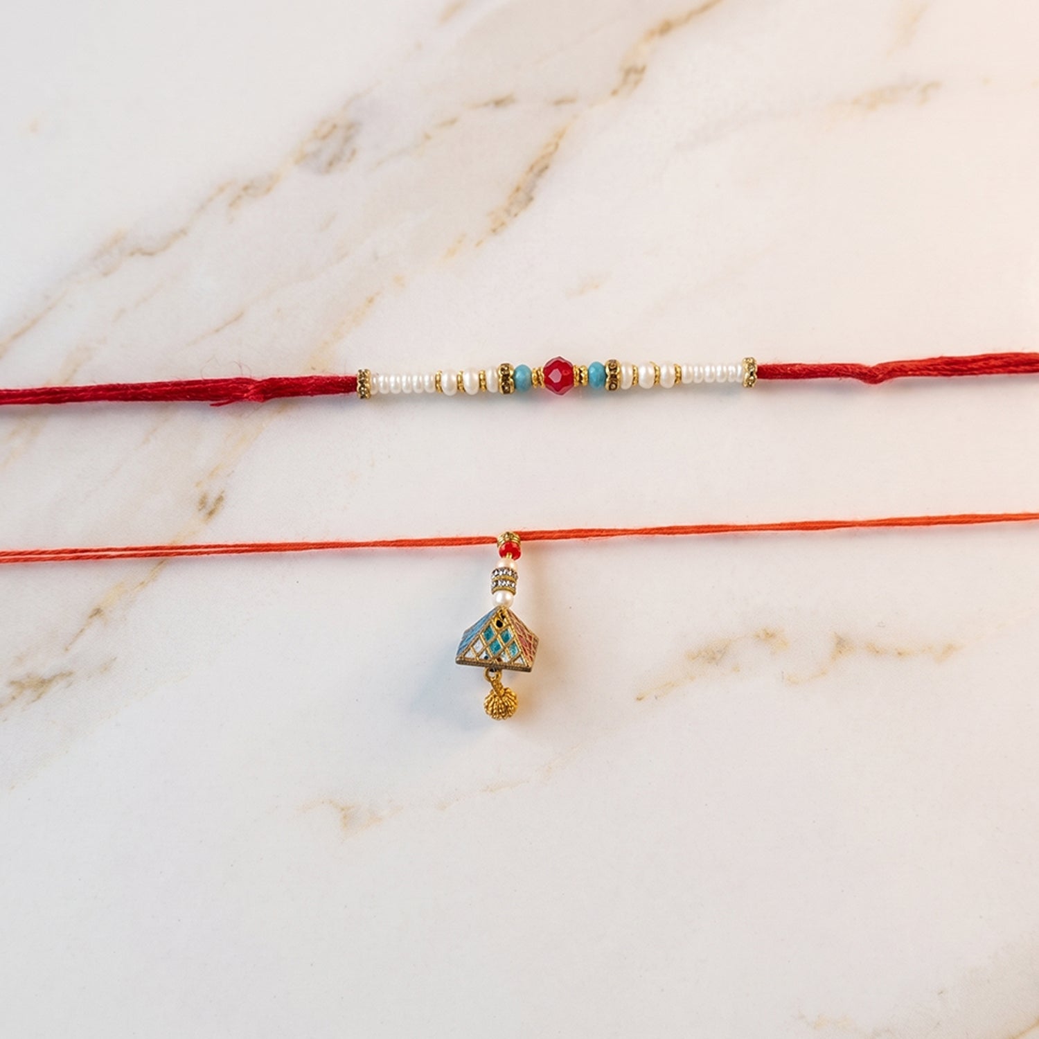 Minimal Bead Bhabhi Rakhi styled for Raksha Bandhan celebration