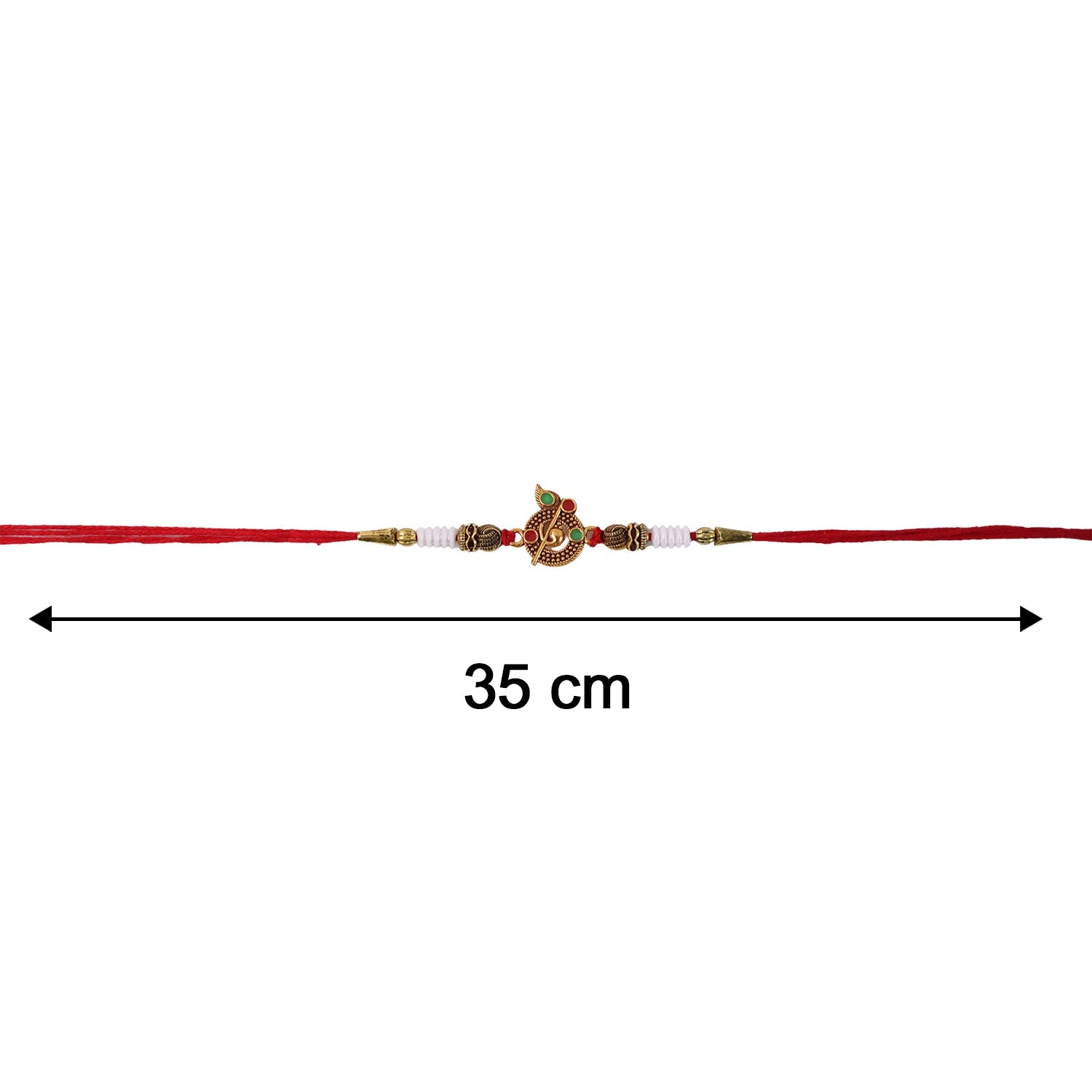 Top view of Pearl Peacock Bhabhi Rakhi showcasing pearl arrangement