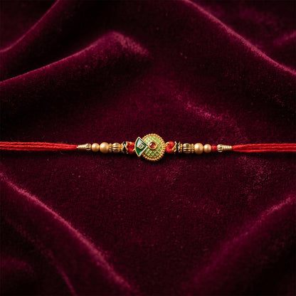 Bhabhi Rakhi thread detail with floral stones