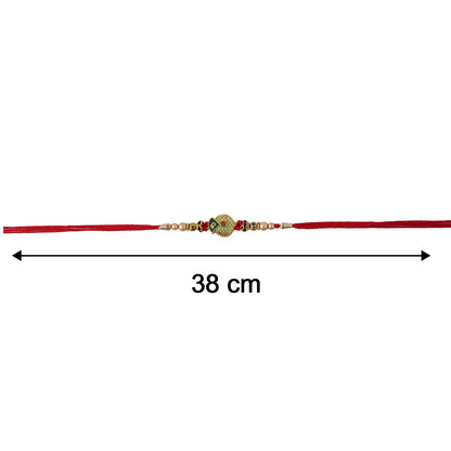 Complete set of Floral Stone Bhabhi Rakhi with Pearl Latkan