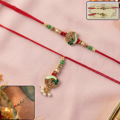 Detailed view of peacock stone on Bhabhi Rakhi