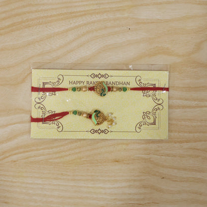 Traditional Peacock Stone Bhabhi Rakhi packaging