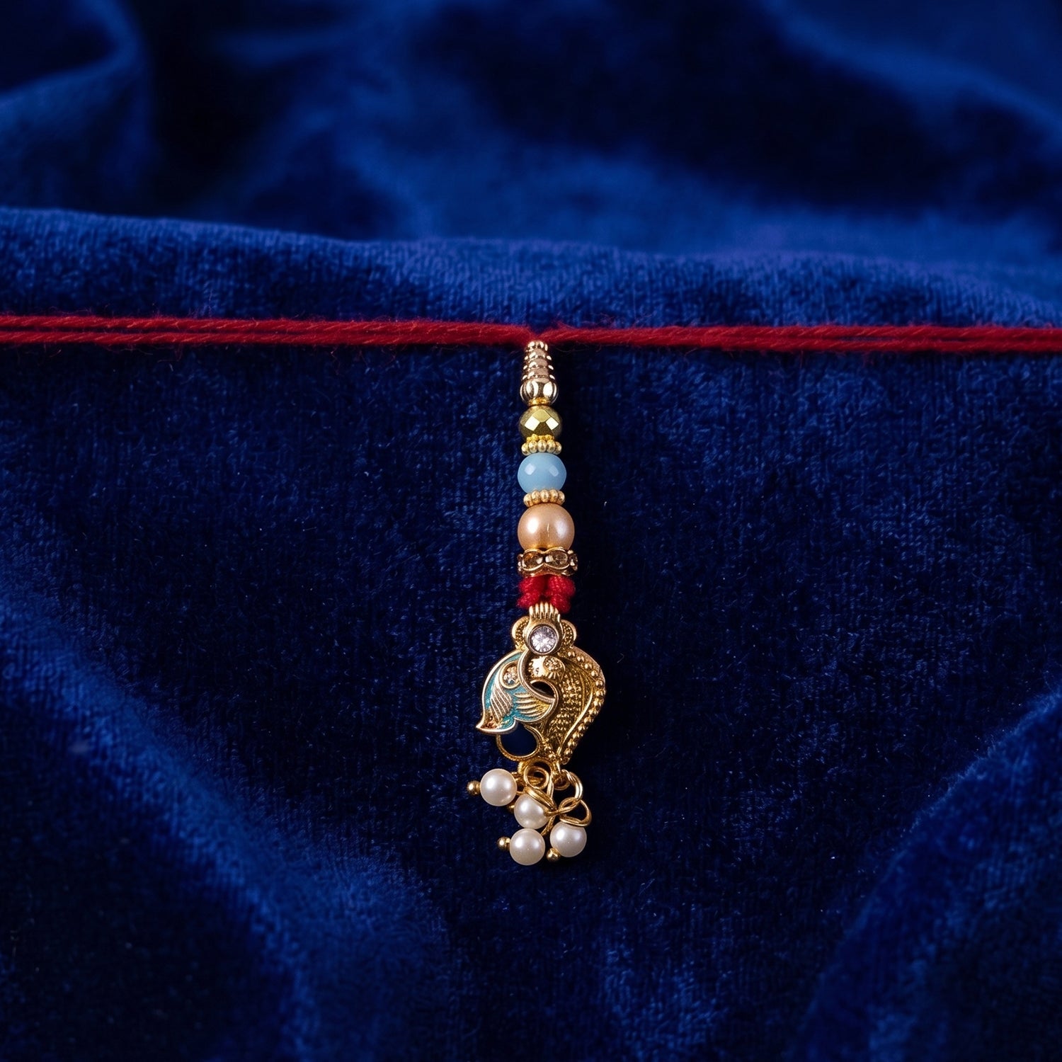 Pearl Bead Bhabhi Rakhi detailed bead and thread texture