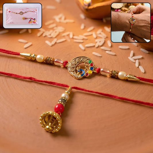 Antique Coin Bhabhi Rakhi with Royal Latkan front view