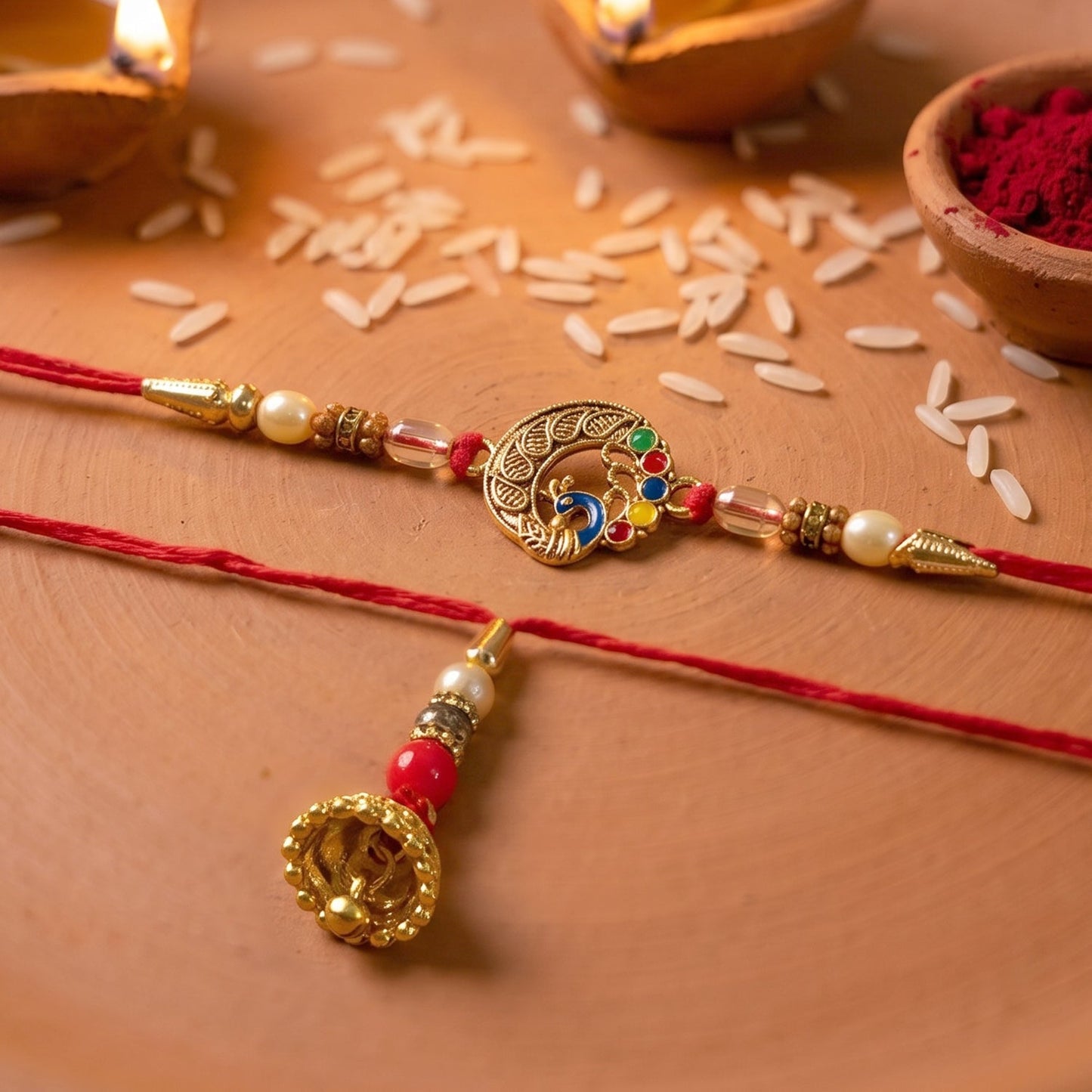 Antique Coin Bhabhi Rakhi showing traditional design