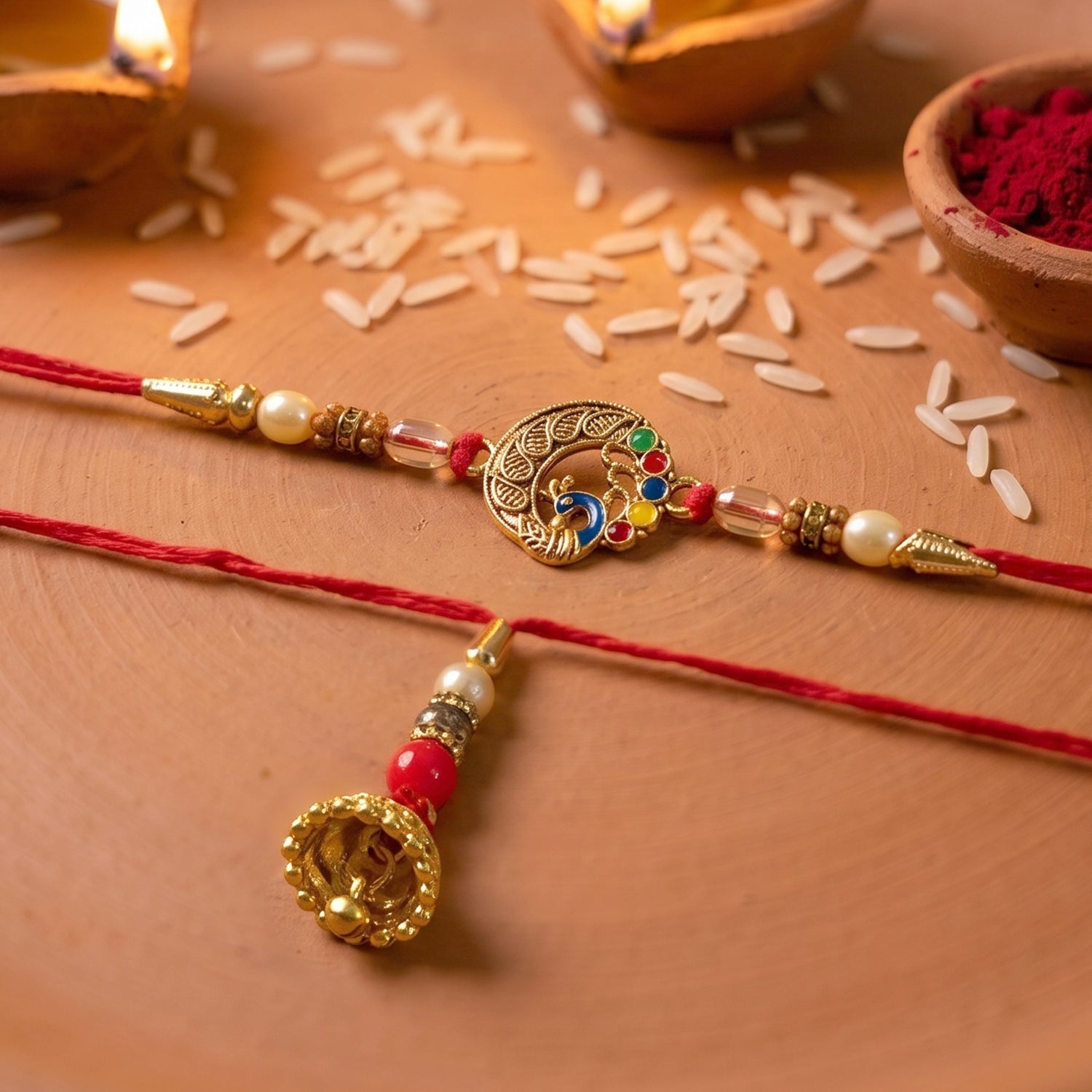 Antique Coin Bhabhi Rakhi showing traditional design