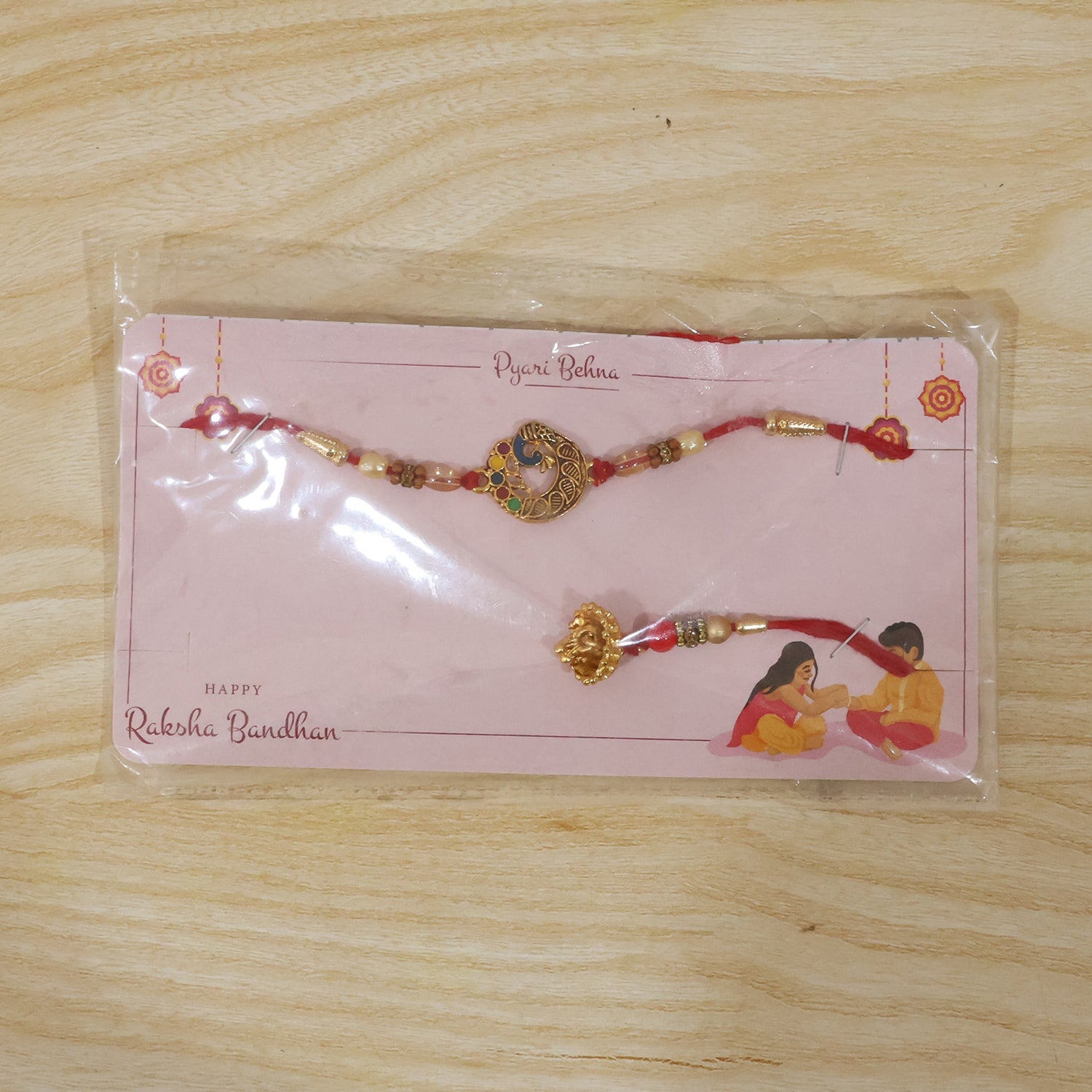 Side view of Antique Coin Bhabhi Rakhi with Royal Latkan