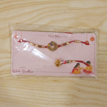 Side view of Antique Coin Bhabhi Rakhi with Royal Latkan