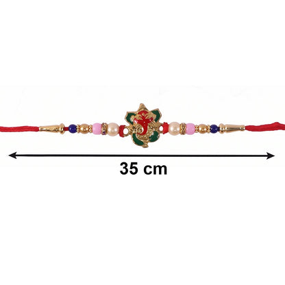 Artistic shot of Floral Peacock Bhabhi Rakhi displaying colors and beads