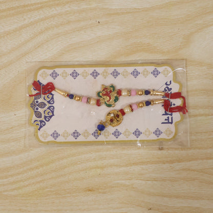 Floral Peacock Bhabhi Rakhi with pastel bead embellishments