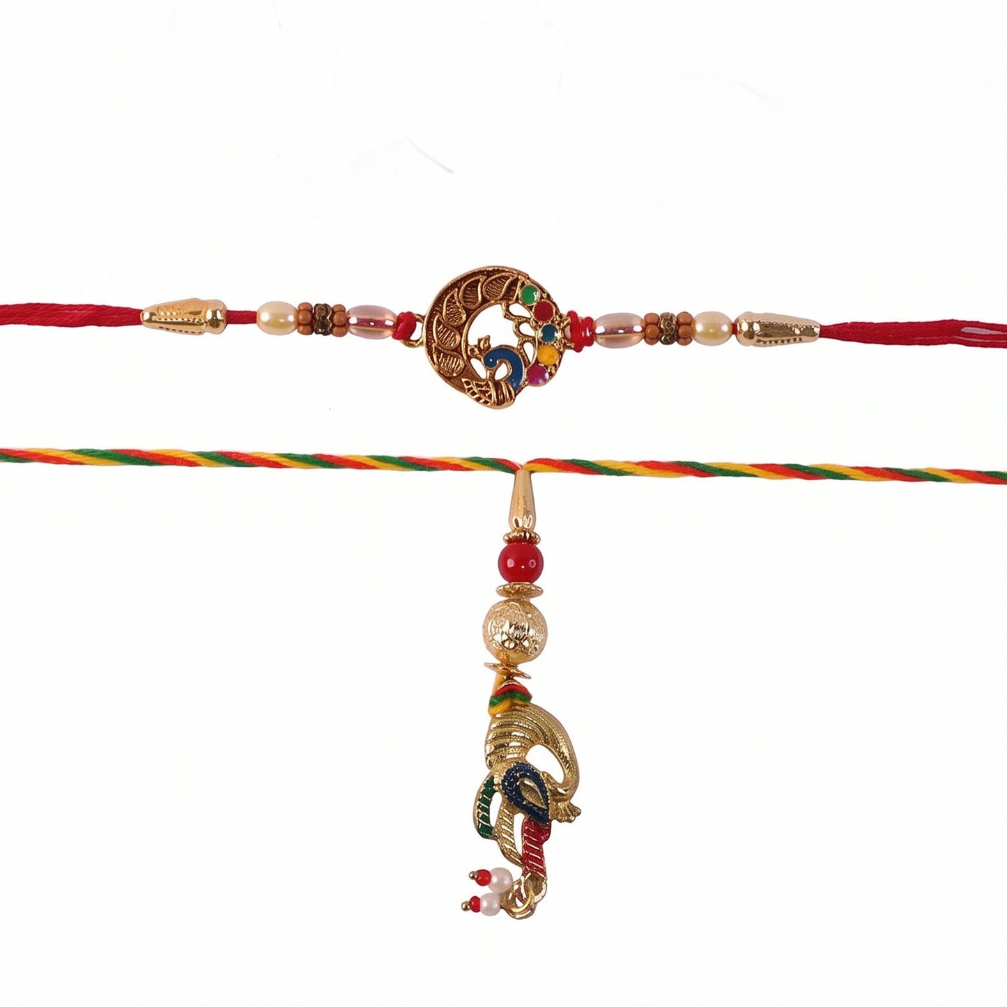 Detailed view of thread and charm of Bhabhi Rakhi