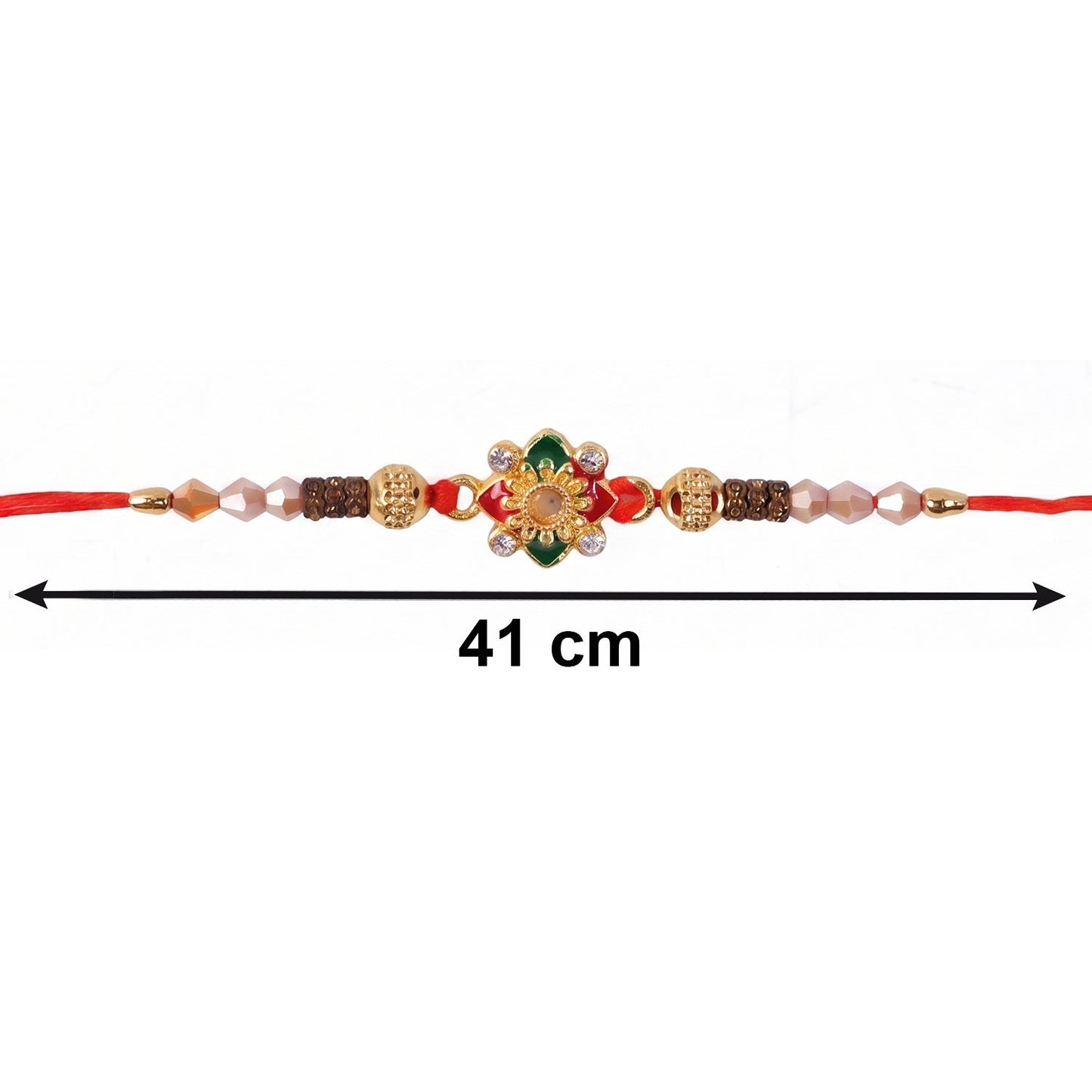 Top view of Floral Pearl Bhabhi Rakhi highlighting pearl arrangement