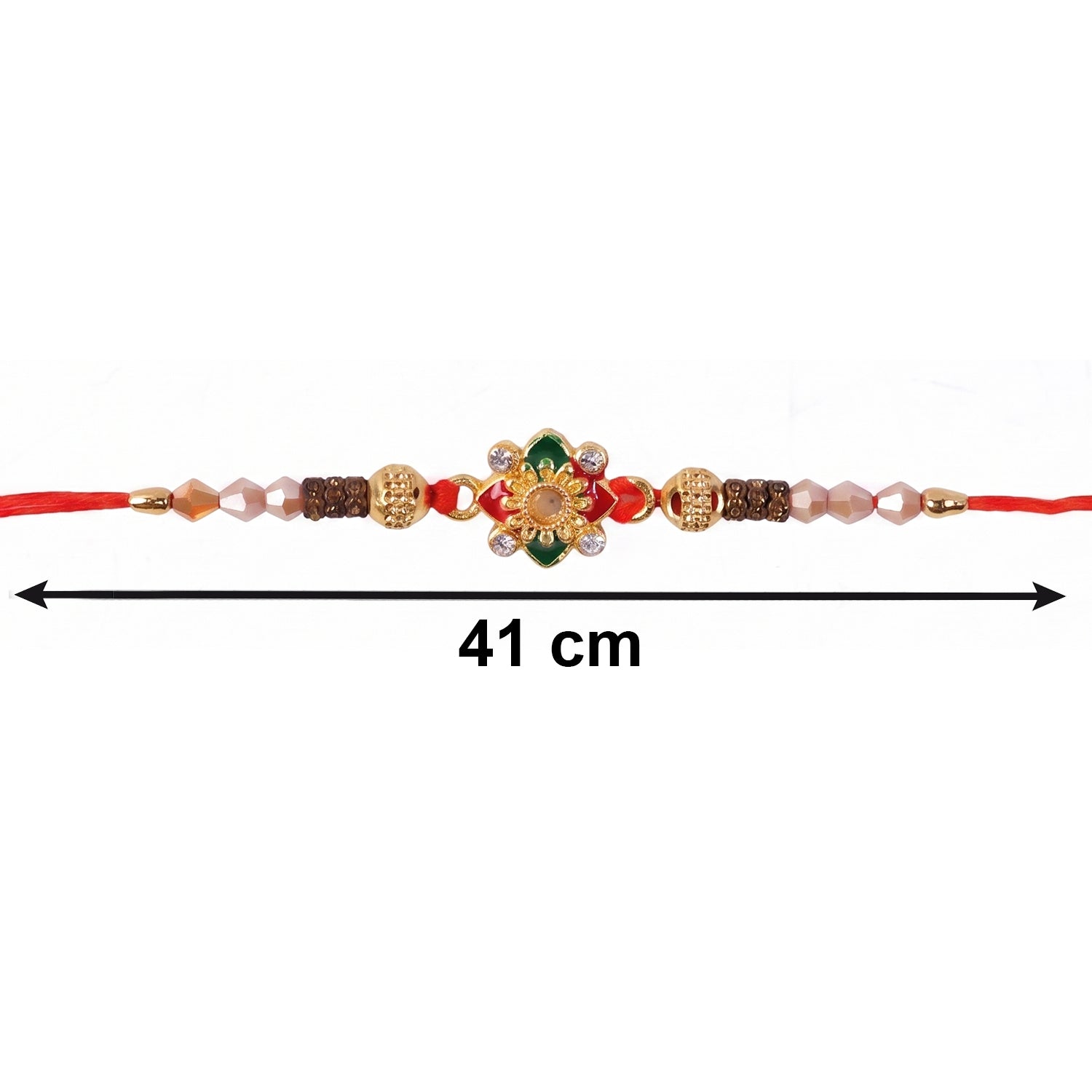 Top view of Floral Pearl Bhabhi Rakhi highlighting pearl arrangement
