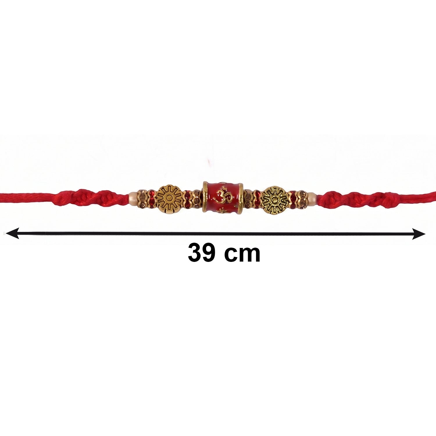 Close-up of hanging charm on Bhabhi Rakhi
