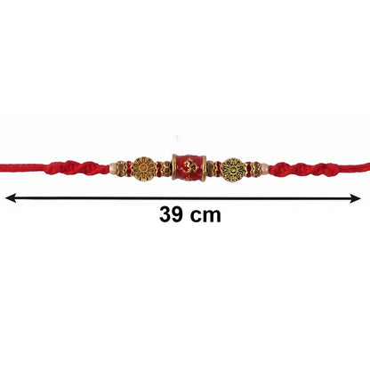 Close-up of hanging charm on Bhabhi Rakhi