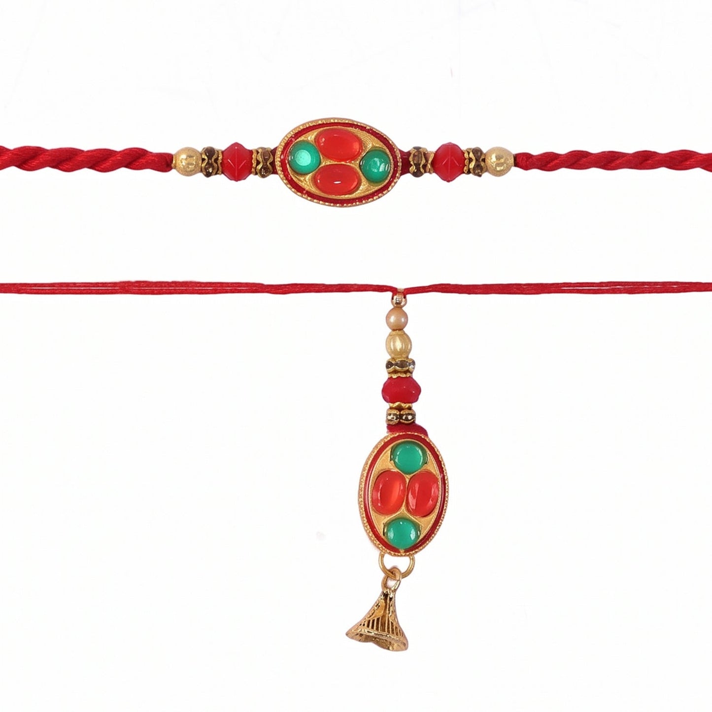 Oval Stone Bhabhi Rakhi showcasing traditional design