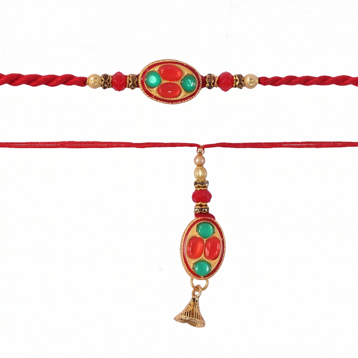 Oval Stone Bhabhi Rakhi showcasing traditional design