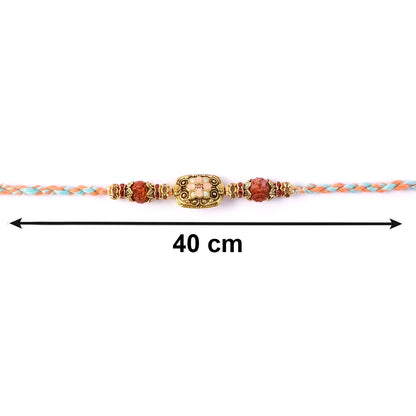 Golden Bead Bhabhi Rakhi latkan detail