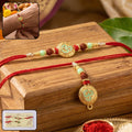 Premium Bhabhi Lumba Rakhi – Elegant Pearl Beads with Om Design for Raksha Bandhan