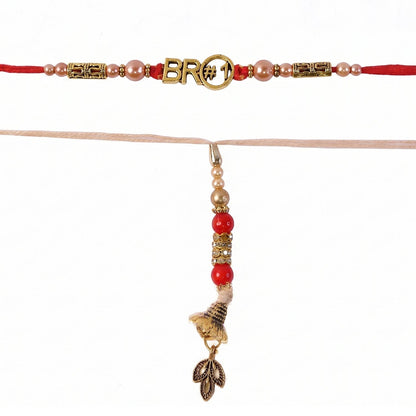 Elegant Bhabhi Rakhi showcasing golden latkan