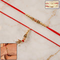 Premium Bhabhi Lumba Rakhi – Elegant Gold Latkan & Sleek Stone Design