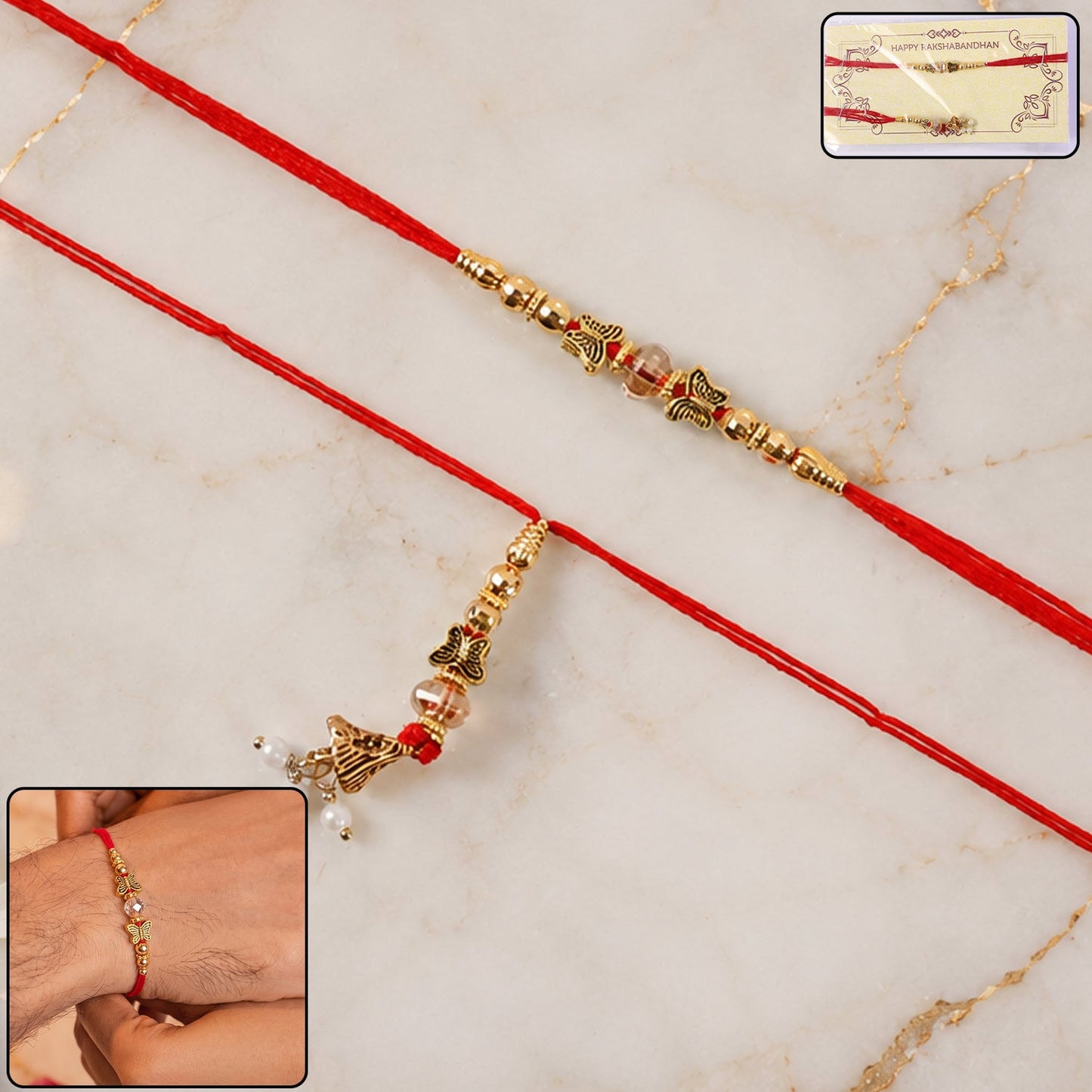 Full view of Sleek Stone Bhabhi Rakhi