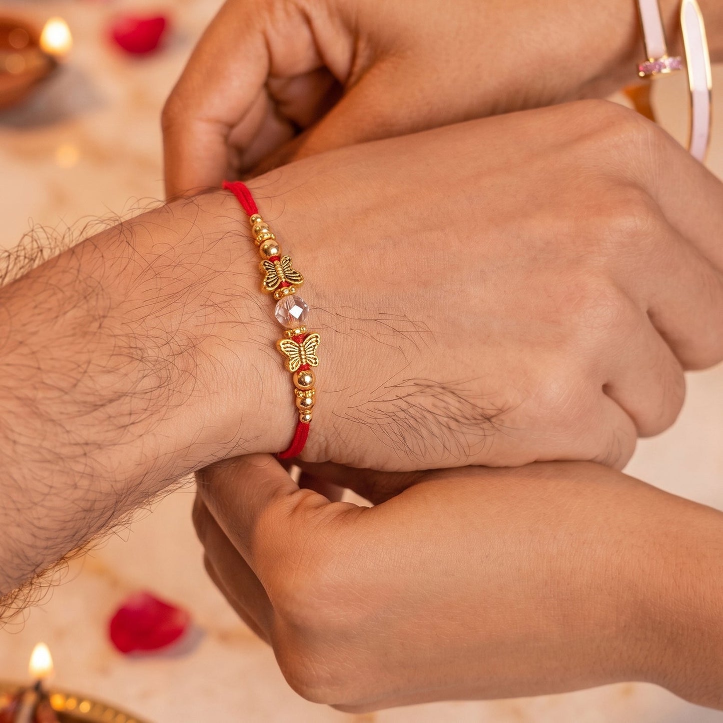 Golden latkan detail on Bhabhi Rakhi