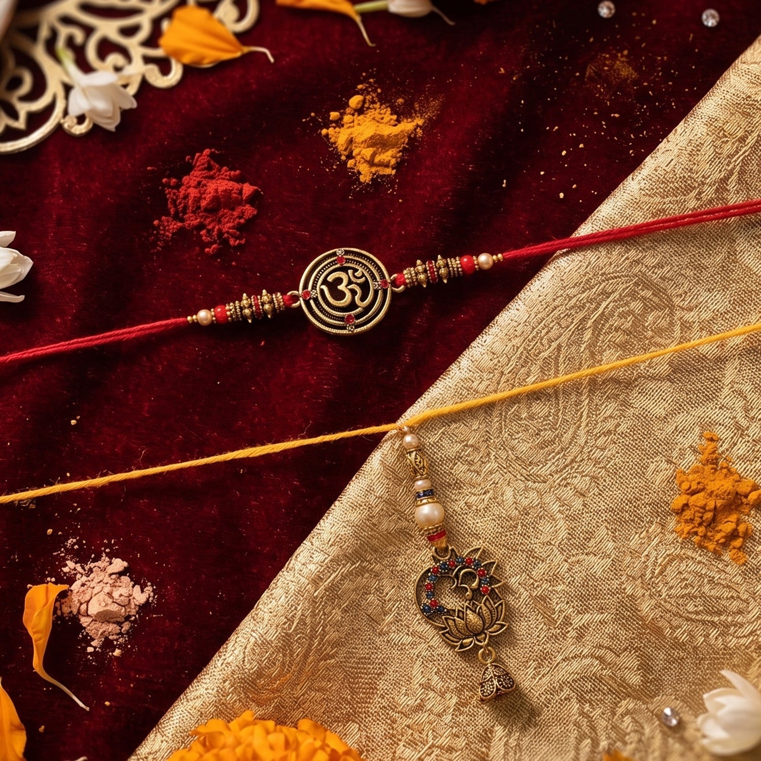 Spiral Charm Bhabhi Rakhi detailed view