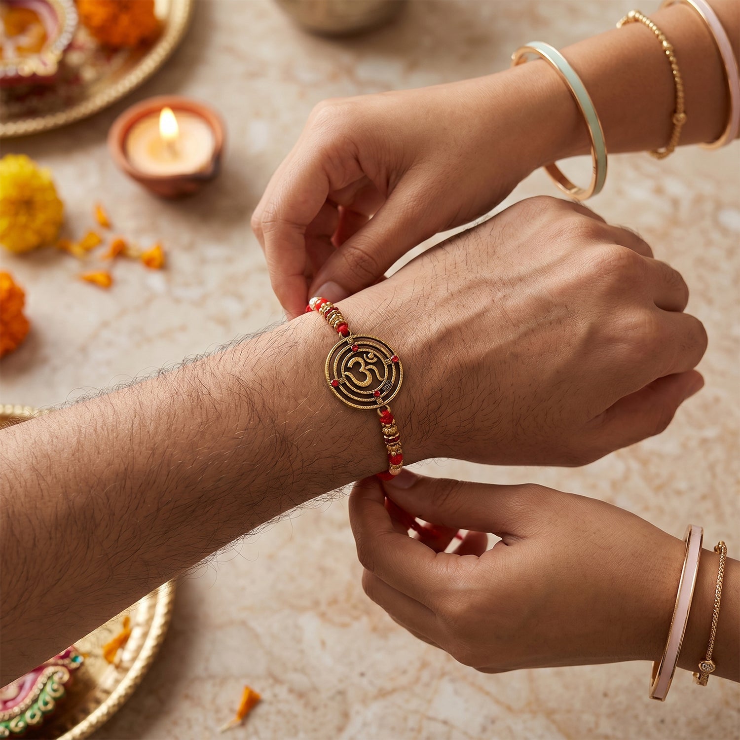 Spiral Charm Bhabhi Rakhi full view