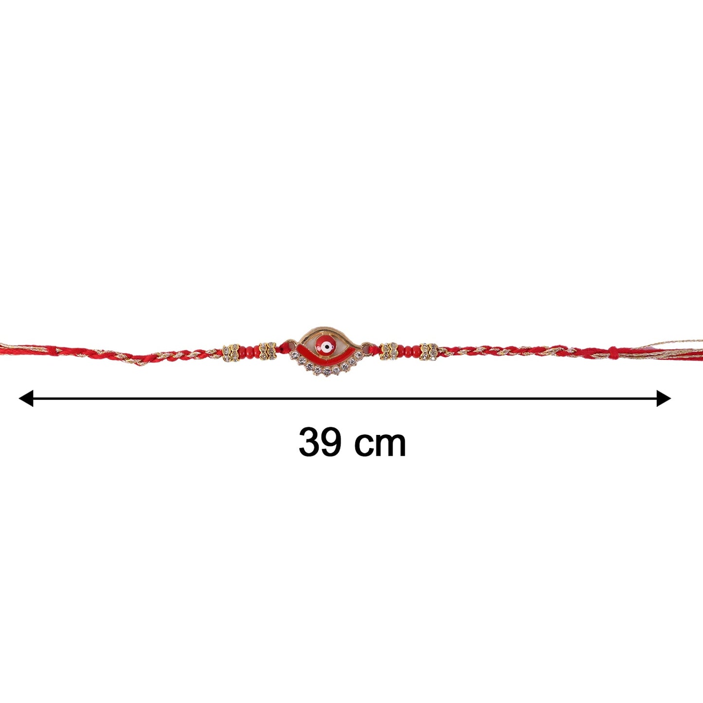 Red Stone Bhabhi Rakhi with shining stones and latkan accessory